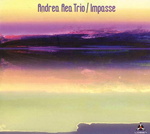 CD cover for Andrea Rea Trio’s “Impasse” with abstract landscape art.