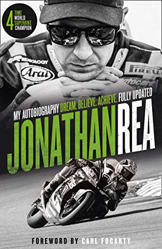 Book cover featuring Jonathan Rea's portrait and an action shot of him racing.