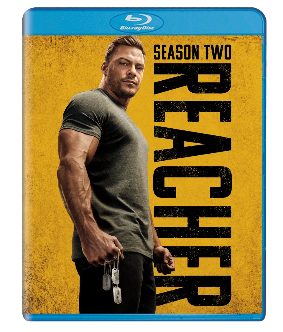 Blu-ray cover for “Reacher: Season Two” featuring Alan Ritchson.