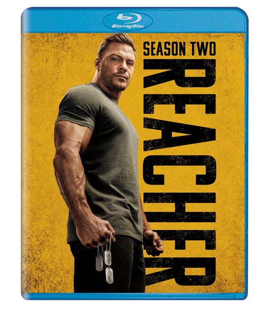 Blu-ray cover for “Reacher: Season Two” featuring Alan Ritchson.