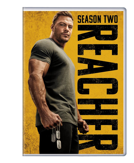 DVD cover for "Reacher: Season Two" featuring Alan Ritchson.