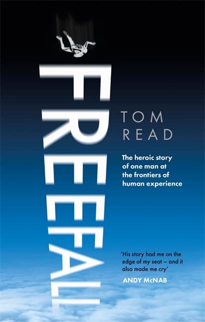 Book cover: "Freefall" with a silhouetted figure falling against a sky background.