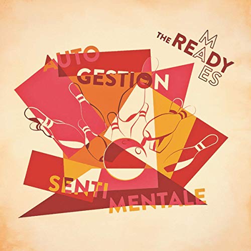 The image is a vinyl album cover with red, orange, and yellow abstract shapes.