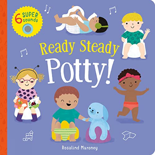 Children's book cover titled Ready Steady Potty featuring illustrations of children using potties.