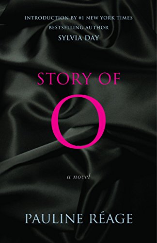 Book cover for "Story of O" with black fabric and pink text.