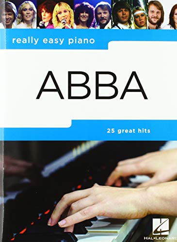 Sheet music cover for ABBA featuring band members at the top and piano keys below.