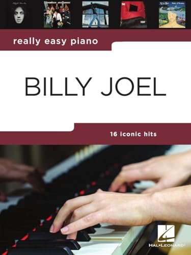 Sheet music cover for "Really Easy Piano: Billy Joel" with piano keys.