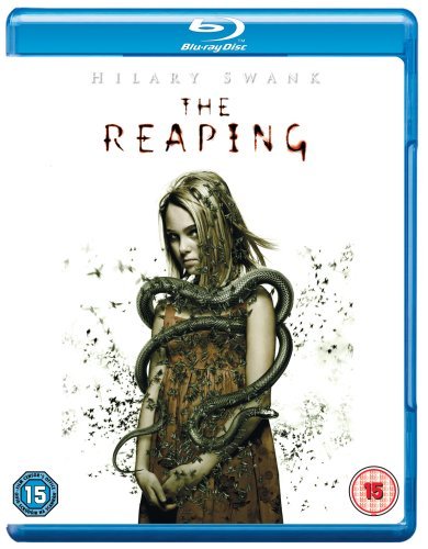 Blu-ray cover for The Reaping featuring a girl covered in snakes and insects.