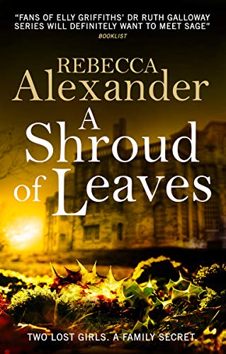 Book cover: dark mansion with glowing leaves, title “A Shroud of Leaves”.