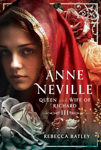 Book cover featuring a woman in red with roses and ornate script.