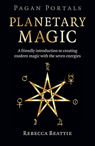 Book cover: "Planetary Magic" with gold text and astrological symbols on black.