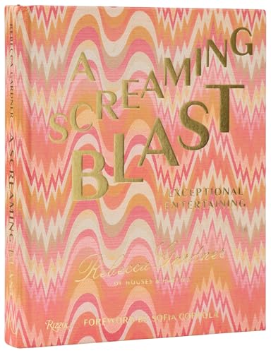 Book cover with swirling orange and pink pattern, gold title: "A Screaming Blast".