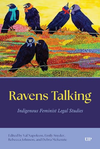 Book cover: colorful ravens illustration above title “Ravens Talking.”