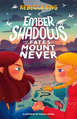 Book cover: two girls holding hands, mountain landscape background.