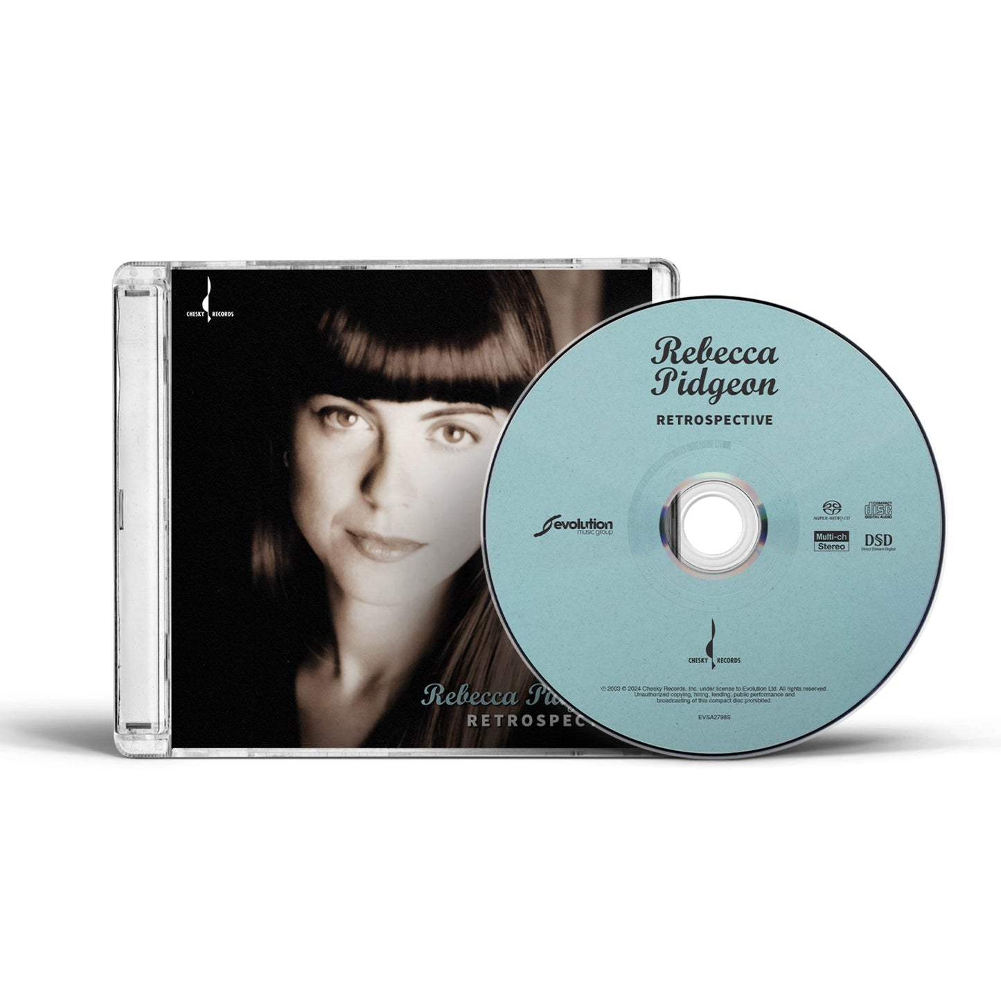 Rebecca Pidgeon Retrospective CD case and disc with a portrait of the artist.