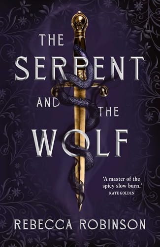 A dark purple book cover featuring a golden sword coiled by a black serpent.
