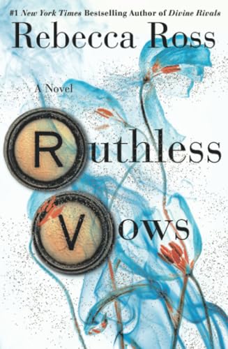 Book cover for Ruthless Vows by Rebecca Ross featuring typewriter keys and blue ink.