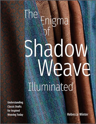 Book cover featuring layered, intricately woven blue and brown fabric with geometric patterns.