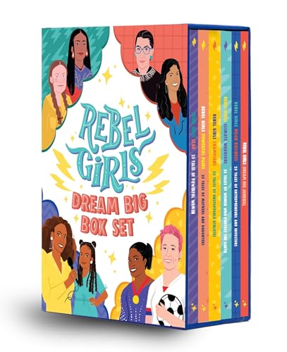 Colorful box set featuring illustrated portraits of inspiring women and girls.