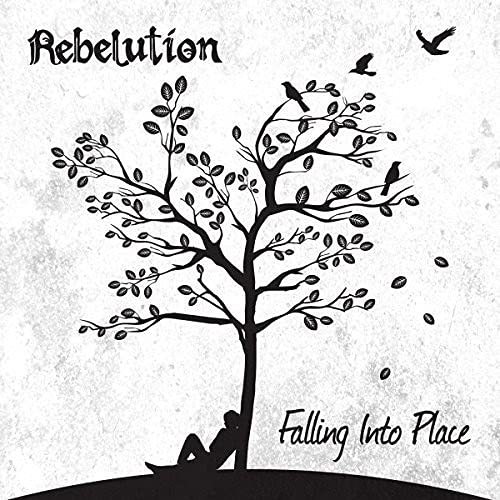 Black and white illustration of a person sitting under a tree with birds.