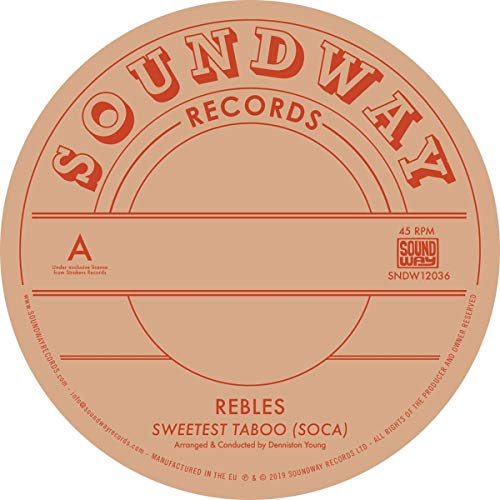Peach vinyl record label with "Soundway Records" and song title details.