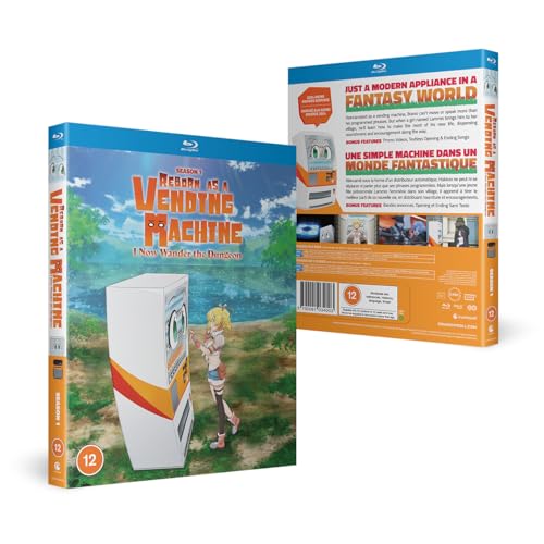 Blu-ray case for "Reborn As A Vending Machine" anime, featuring a vending machine.