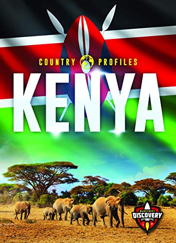 Book cover for Kenya Country Profiles featuring a Kenyan flag, shield, and African elephants.