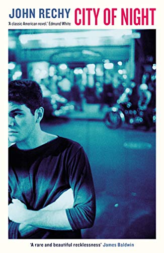 Book cover showing a man in a dark shirt against a blue-toned city background.