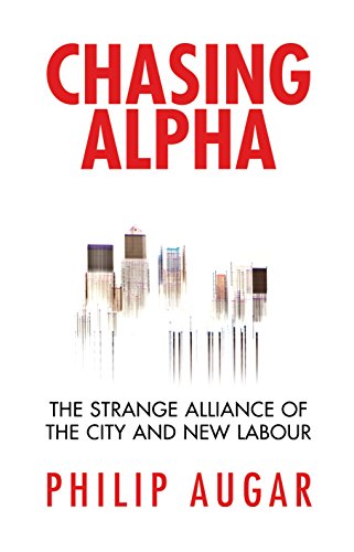 Book cover with red title "Chasing Alpha" and cityscape illustration.