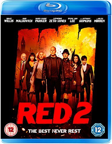 "Blu-ray case for 'Red 2' with main actors and title on the cover."