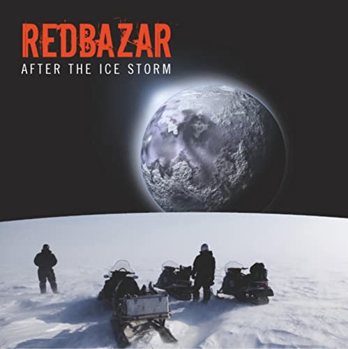CD cover for Red Bazar’s “Ice Storm” featuring a snowy landscape and planet.