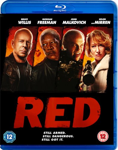 "Blu-ray case for the movie 'Red' featuring four main characters on the cover."