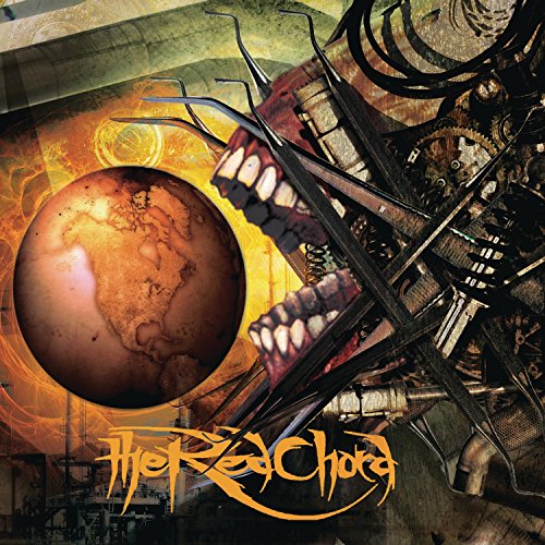 The image depicts a CD cover with a metal machine and a planet.