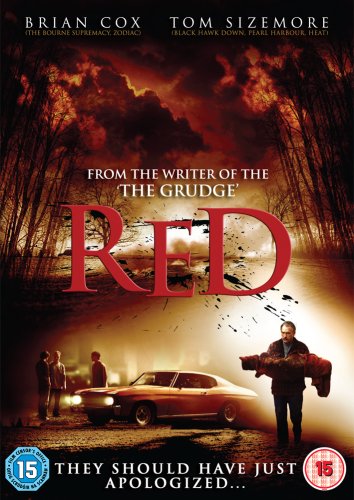 DVD cover for "Red" with man holding gun, car, and ominous forest scene.