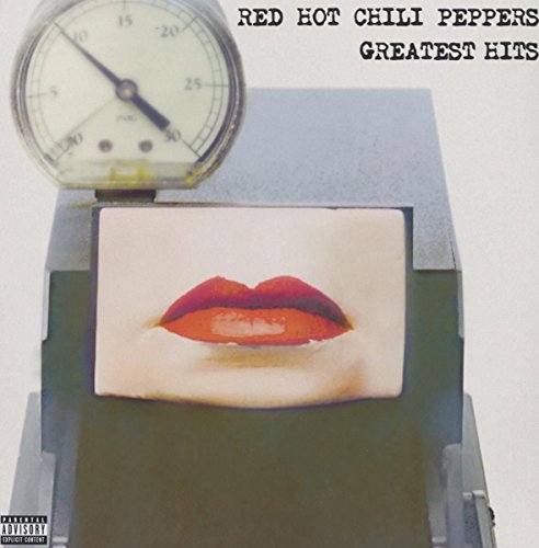 Red Hot Chili Peppers’ “Greatest Hits” album cover with lips and scale.