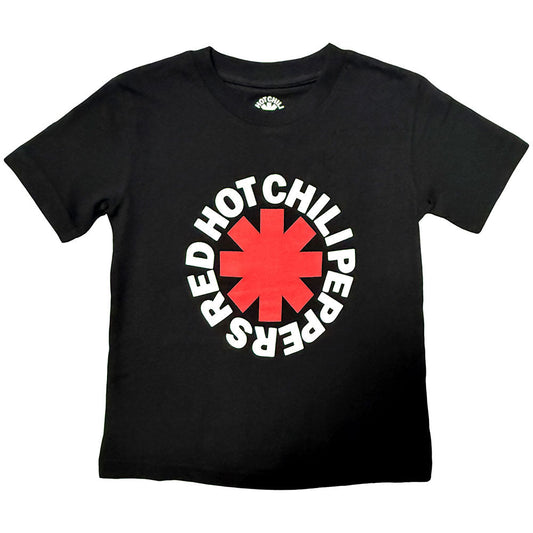Red t-shirt with white stencil-style Red Hot Chili Peppers logo, size 11-12 years.