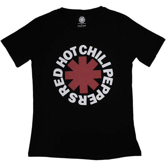 Red T-shirt with a white asterisk logo, likely band merchandise.