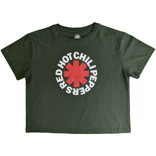 Red crop top with a white asterisk and Red Hot Chili Peppers logo.