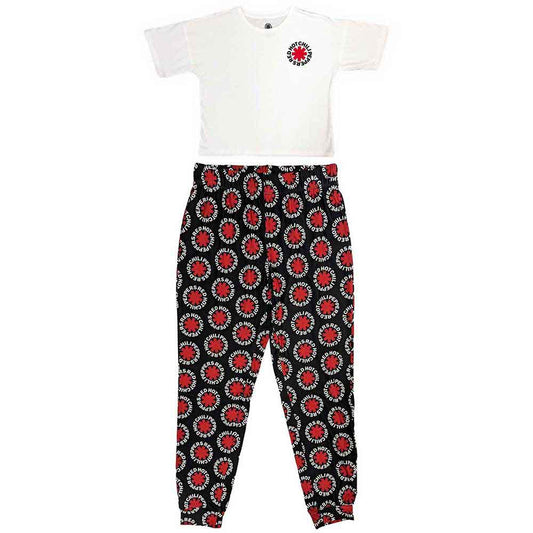 Red women's pyjamas featuring the iconic Red Hot Chili Peppers asterisk logo on front.