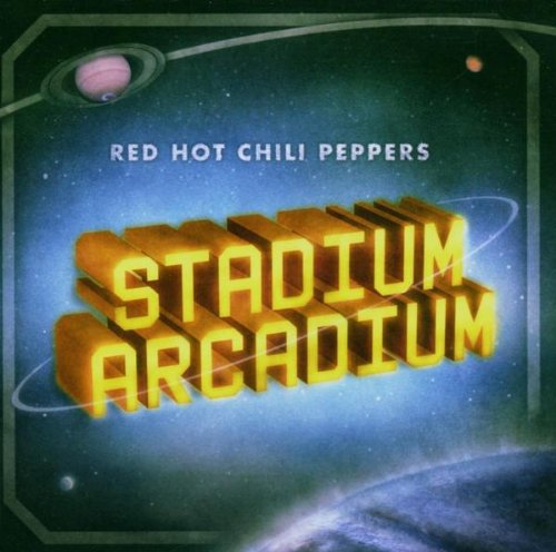 Red Hot Chili Peppers “Stadium Arcadium” CD cover with retro space design.