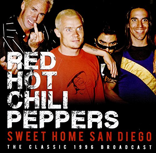 Red Hot Chili Peppers album cover featuring three band members and text.