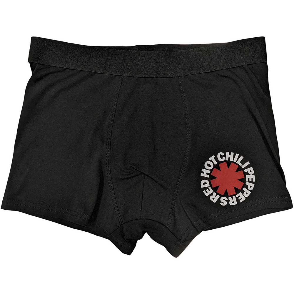 Red boxers with a repeating black asterisk pattern, size XX-Large.