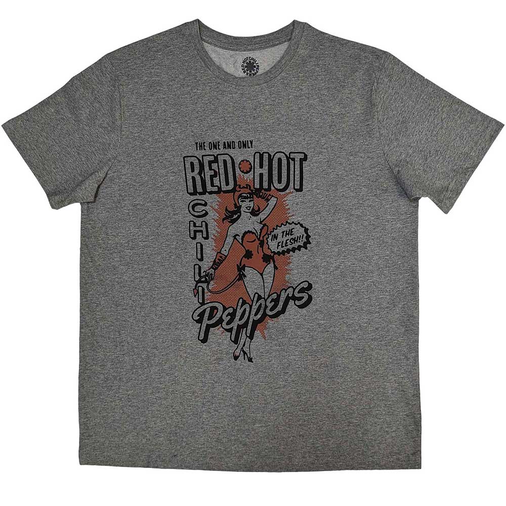 A black unisex t-shirt featuring a Red Hot Chili Peppers graphic on the front.