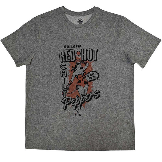 A black unisex t-shirt featuring a Red Hot Chili Peppers graphic on the front.