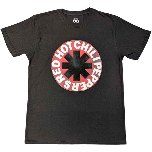 Red unisex t-shirt with a red circle containing an asterisk symbol.