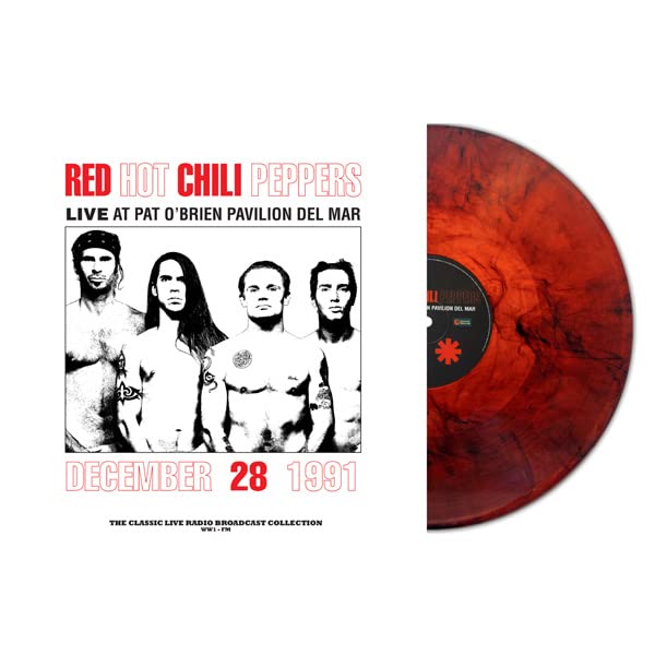 Red Hot Chili Peppers live album cover and red marble vinyl record.