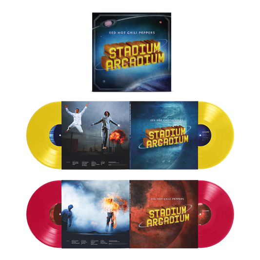 Red Hot Chili Peppers "Stadium Arcadium" vinyl records in yellow and red.
