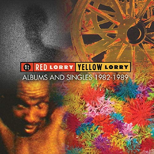 Red Lorry Yellow Lorry boxset cover featuring a face, a wheel, and colorful textures.