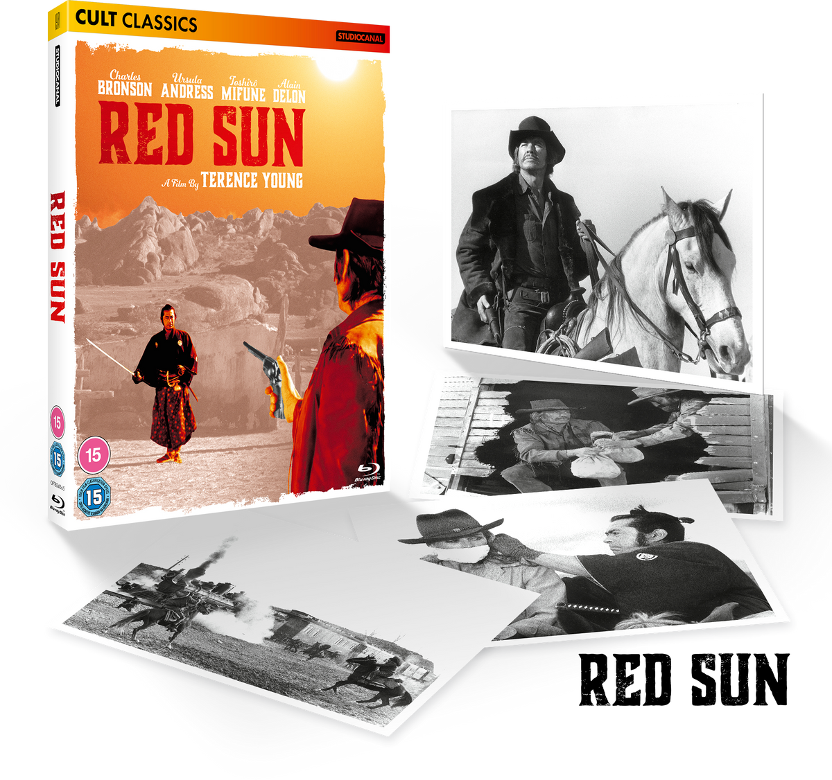 Red Sun Blu-ray case with four black and white still photographs from the film.