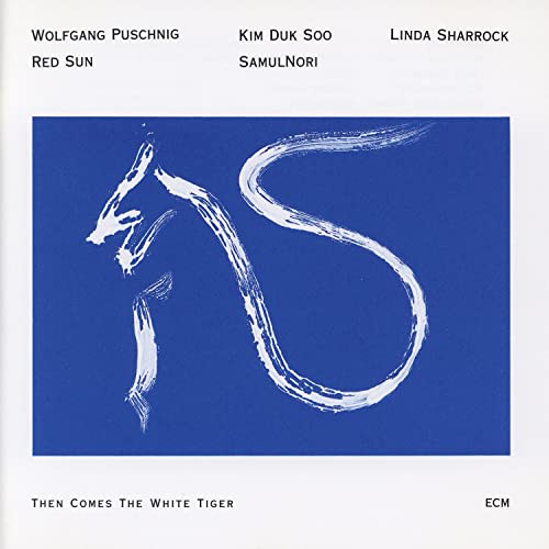 CD cover: blue background with a white brushstroke tiger illustration.
